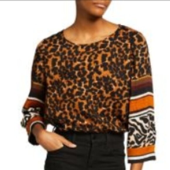 Kobi Halperin Harper Slit Shirt Blouse Leopard S - Picture 2 of 3